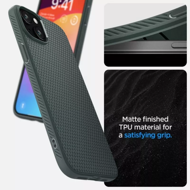 Funda Spigen Liquid Air para iPhone 15 - Abyss Green