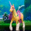 SPINMASTER Unicorn Academy - Unicornio Leaf (28 cm, con crin y cola de verdad, brida, silla y cepillo extraíbles)