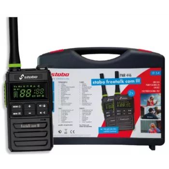 STABO freetalk com III set de 2 walkie-talkies PMR446 inalámbricos de maletín