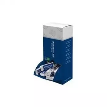 Goma de borrar STAEDTLER Mars plastic, calidad premium, caja expositora con 40 uds., con protector deslizante, blanca, envuelta en celofán (526 50CA40)