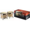 Bongos de madera Stagg BW 200 N - Cascos de roble de Siam natural, parches de piel cruda de 6.5 inch y 7.5 inch, herrajes con pintura en polvo negra
