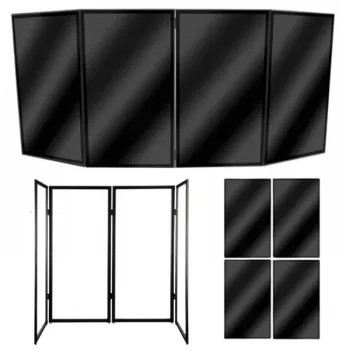 STAND4ME DJ PARAWAN COMPACT BK Pantalla de fachada DJ 4 paneles marco negro tela blanca