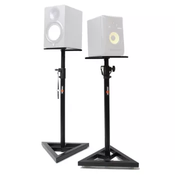 STAND4ME MON 1 MKII set de 2 soportes para monitor - altura telescópica ajustable 800-1300 mm, acero, negro, carga 20 kg