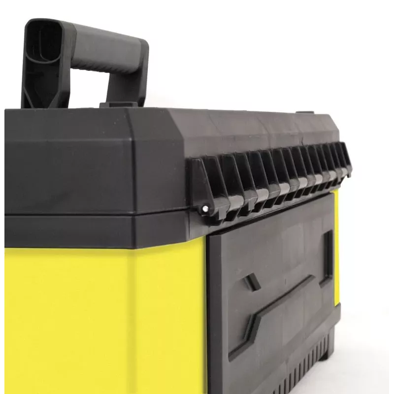 Stanley 1-95-614 Caja de almacenamiento para piezas pequeñas/herramientas, Metal/Plástico, Negro/Amarillo
