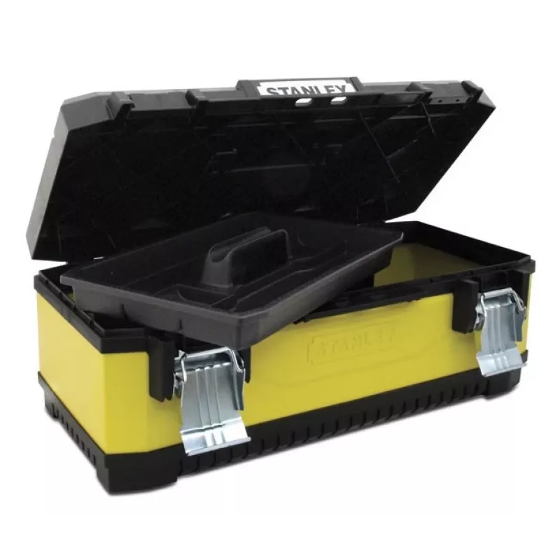 Stanley 1-95-614 Caja de almacenamiento para piezas pequeñas/herramientas, Metal/Plástico, Negro/Amarillo