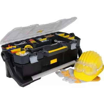 STANLEY 19 Caja de herramientas con organizador STST1-70317 – 30,5L polipropileno de alto impacto, negro/amarillo