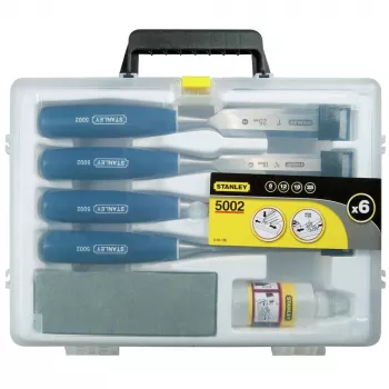 Stanley 5002 Series Juego de 6 formones de madera en maletín de plástico
