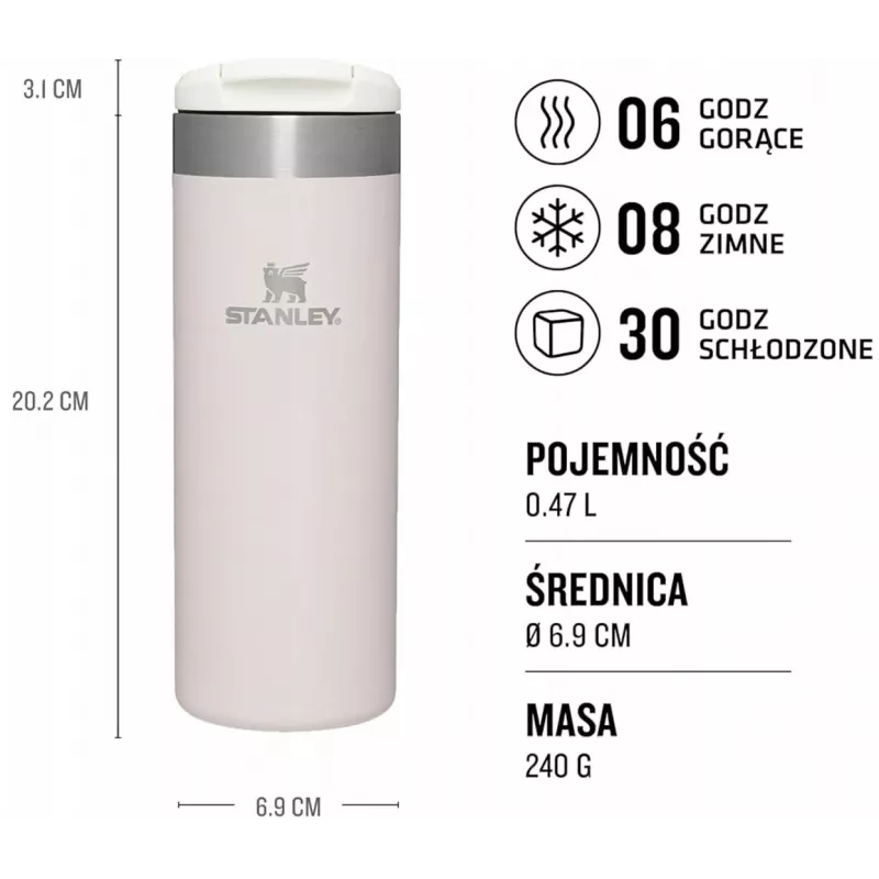 Stanley AeroLight Vaso de viaje 0,47L cuarzo rosa metalizado