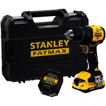 STANLEY atornillador-taladro a batería (SFMCD714D1T-QW), 18V (negro/amarillo, batería de Li-Ion de 2,0 Ah, maletín Pro-Stack)