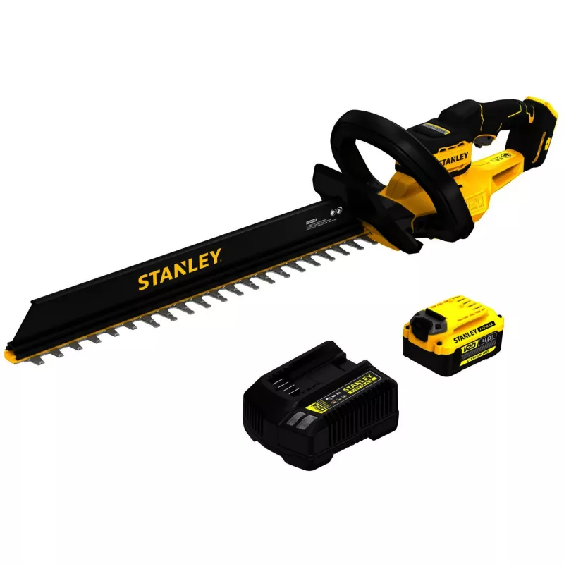 STANLEY Cortasetos a batería (STCHT8255M1-QW), 18V (negro/amarillo, batería Li-Ion 4,0 Ah)