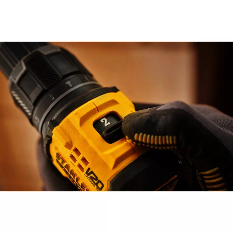 STANLEY Taladro percutor a batería (SFMCD716D1T-QW), 18V (Negro/Amarillo, batería Li-Ion 2.0Ah, Pro-Stack Case)