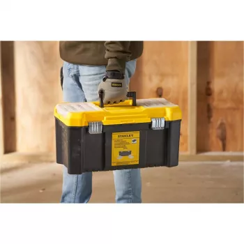STANLEY Essential Caja de herramientas de 19 pulgadas con organizadores, negro/amarillo