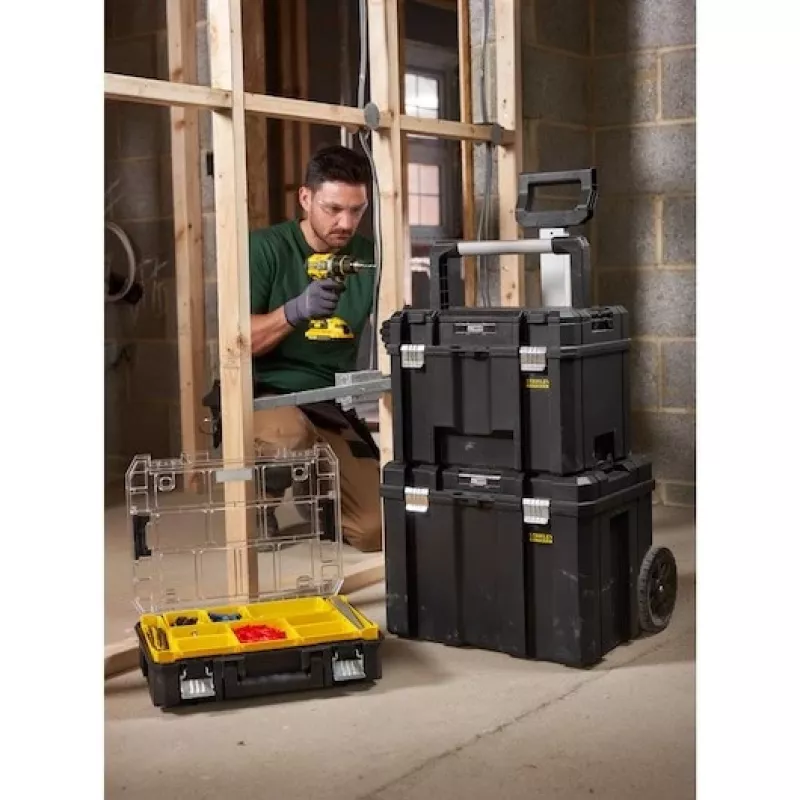 Stanley FATMAX PRO-STACK maletín rígido para herramientas, 22L, IP54, negro con detalles amarillos