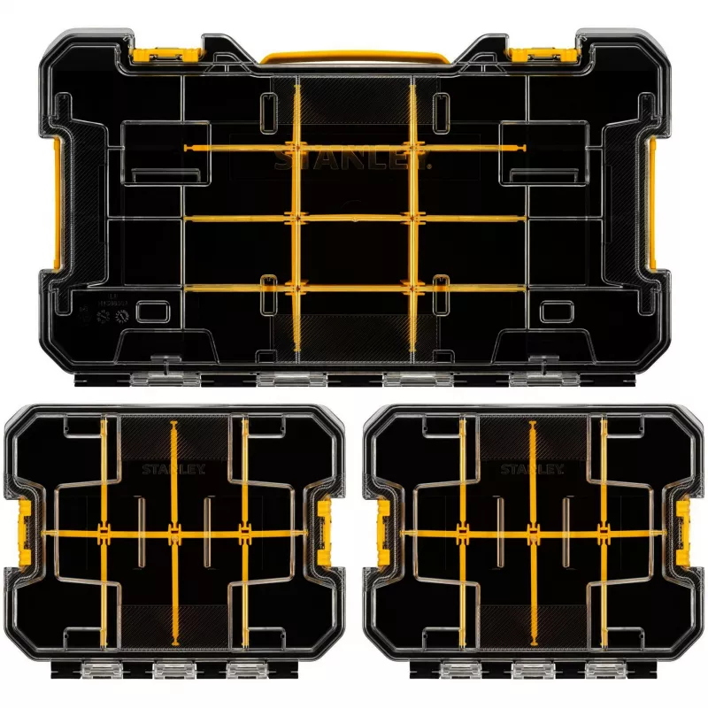 STANLEY PRO-STACK Juego de organizadores de 3 piezas Negro/Transparente