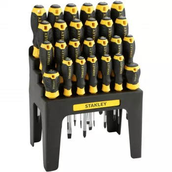 STANLEY Set de destornilladores con soporte de almacenamiento (Negro/Amarillo, 26 piezas)