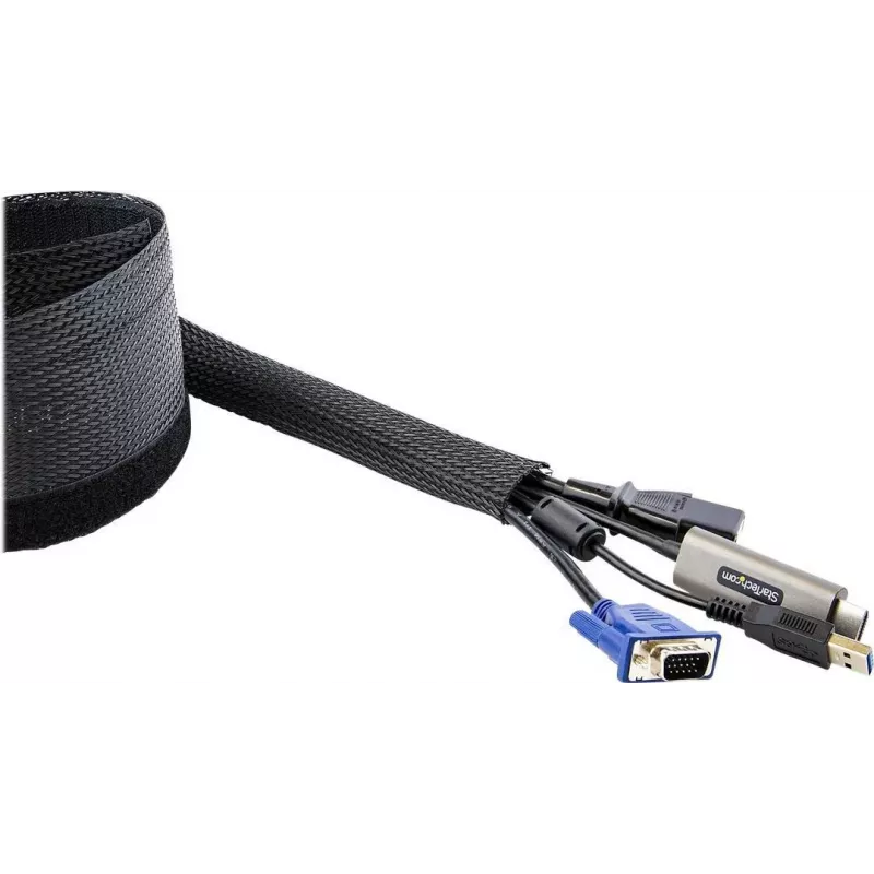 StarTech.com Funda de cables con cierre de velcro de 3 m, gestión de cables / pasacables - Pasacables de gestión de cables - Negro - 3 m