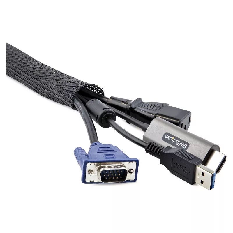 StarTech.com Funda de cables con cierre de velcro de 3 m, gestión de cables / pasacables - Pasacables de gestión de cables - Negro - 3 m