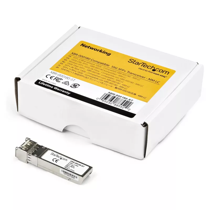 StarTech.com Módulo SFP+ compatible con HPE JD092B, 10GBASE-SR, transceptor de fibra óptica multimodo (MMF) 10GbE, SFP+ Gigabit Ethernet 10GE, conector LC, 300m, 850nm, DDM, HPE 5120, 55005810 - Garantía de por vida