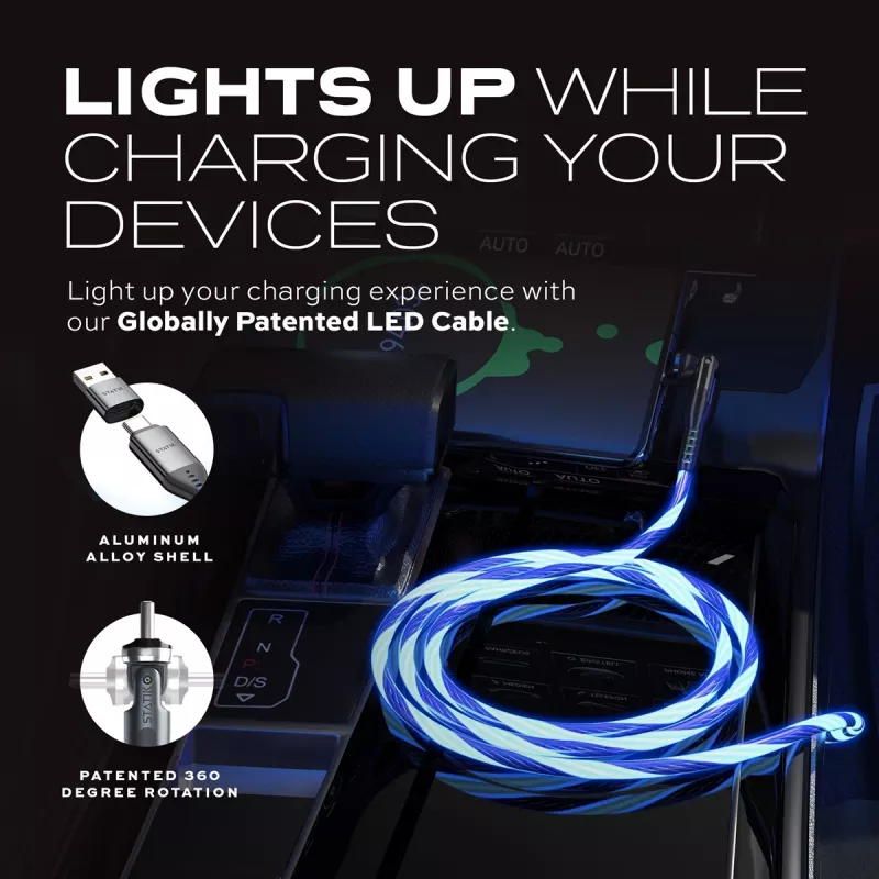 STATIK PowerPivot Pro Cable LED Luminoso USB-C a USB-C 1m Negro