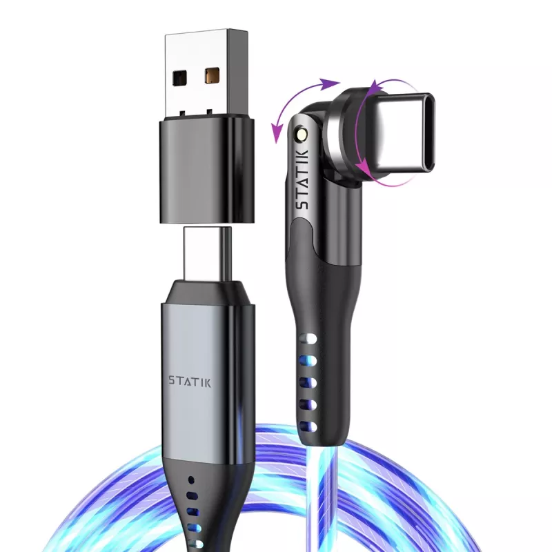 STATIK PowerPivot Pro Cable LED Luminoso USB-C a USB-C 1m Negro