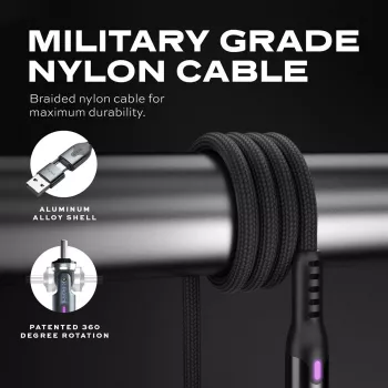 STATIK PowerPivot Pro Cable Trenzado de Nylon, USB-C a USB-C, 2m, Negro