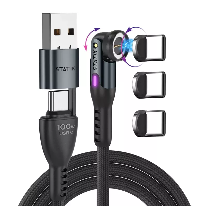 Statik 360 Pro Cable 2.0 Solo USB-C; 1m, Negro