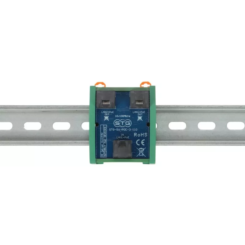 STG STG-SW-POE-3-110 switch / extensor PoE, 2 puertos PoE + 1 uplink, 10/100 Mbit/s