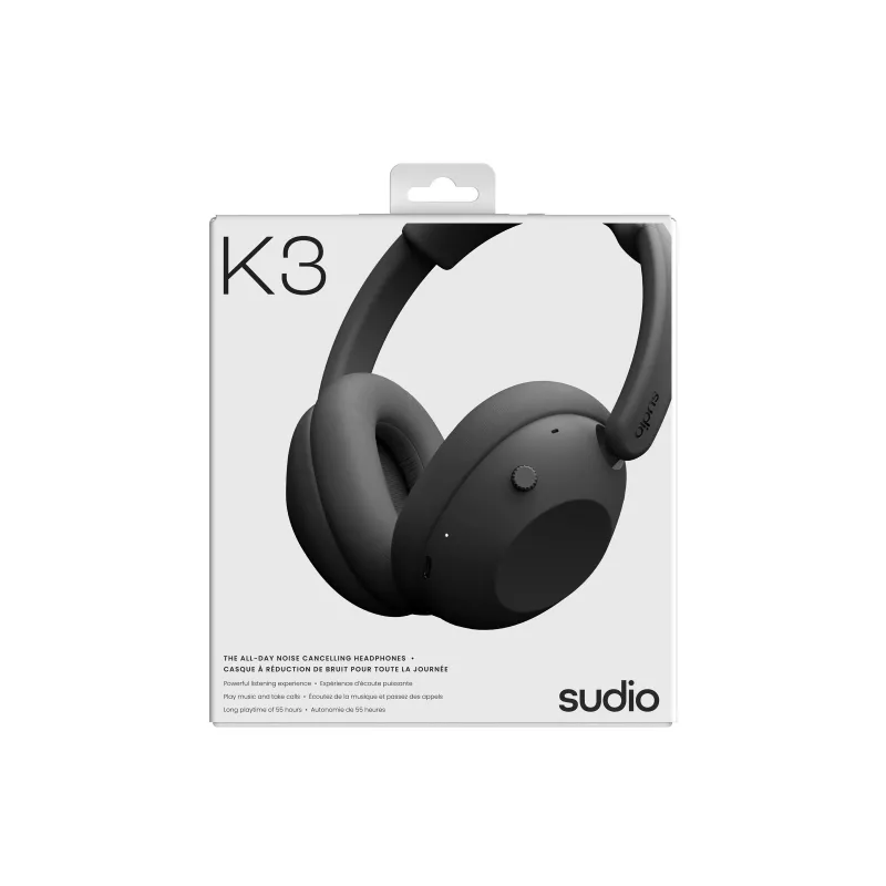 Sudio K3 auriculares inalámbricos over-ear con ANC híbrida, Bluetooth 5.3, batería 60h, Ink Black