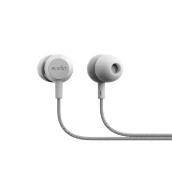 Auriculares in-ear True Wireless Sudio V3 con estuche de carga USB-C, doble micrófono, control táctil, resistente a salpicaduras IPX4, gris-blanco