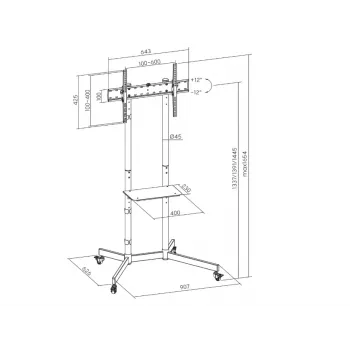 Sunne soporte de suelo S1122 carrito para TV 37-70