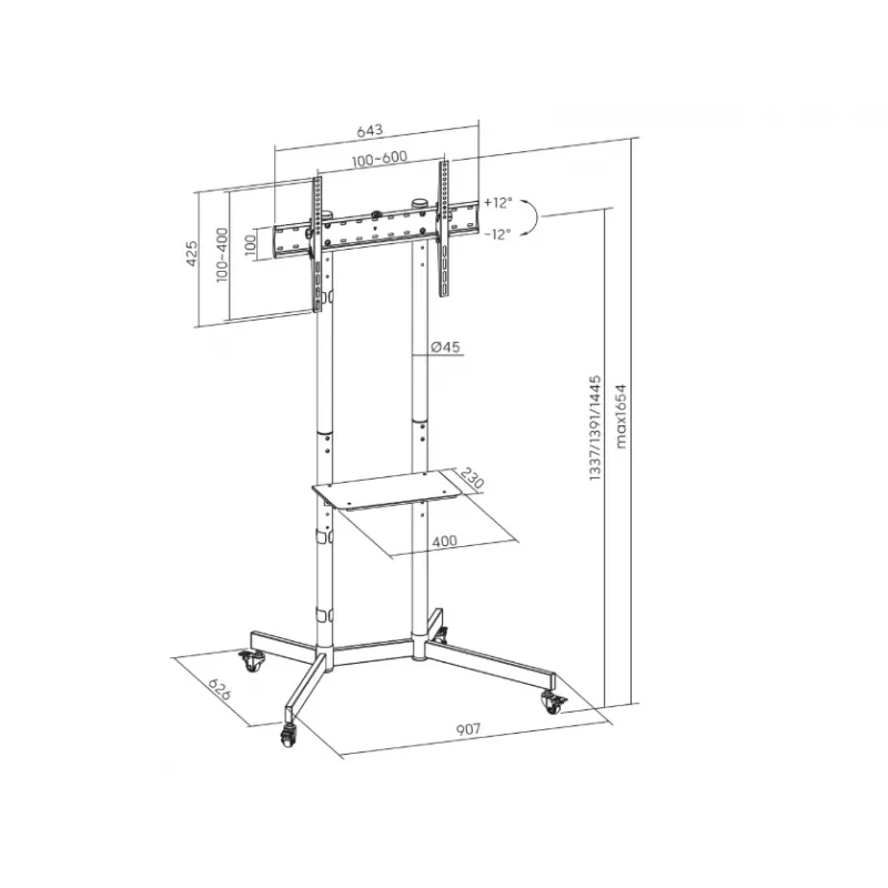 Sunne soporte de suelo S1122 carrito para TV 37-70