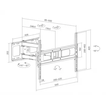 Sunne Soporte de pared para TV Full-Motion 37-86