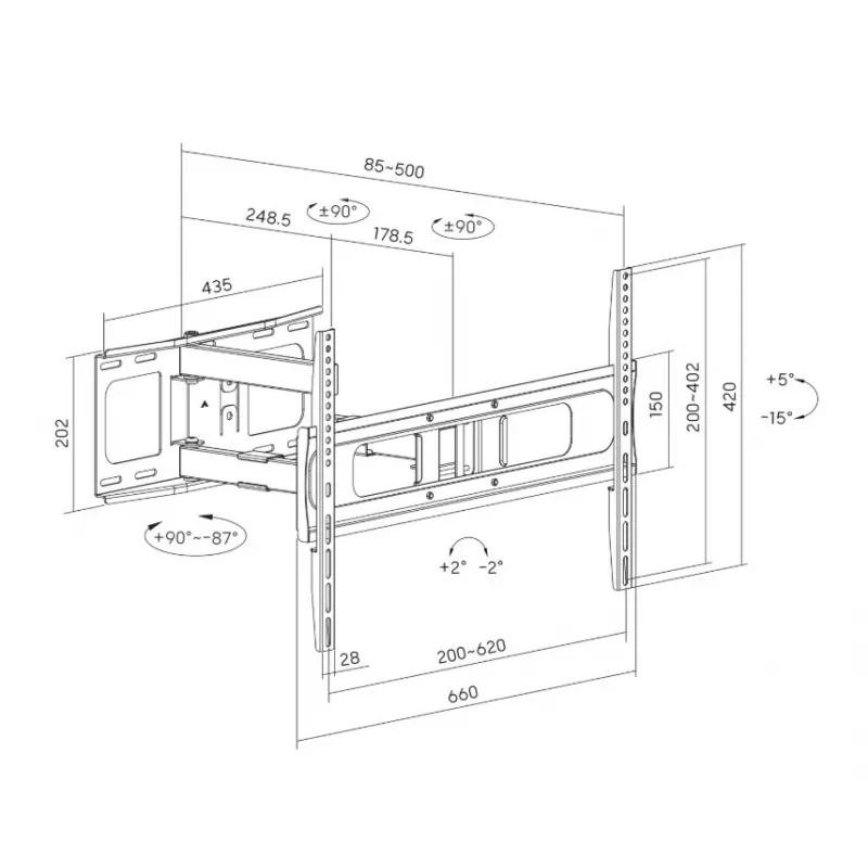 Sunne Soporte de pared para TV Full-Motion 37-86