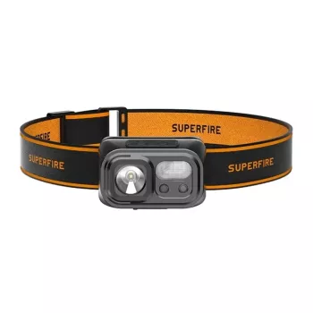 Superfire HL23-A Linterna frontal – 1200 lúmenes, LED P50, recargable por USB-C, IPX4, sensor de movimiento