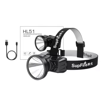Superfire HL51 linterna frontal, 160 lm, Micro-USB, 4 modos, 300 m