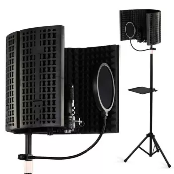 SUPRIMO AC5 SET Panel acústico divisor de 5 paneles para micrófono, plegable, negro