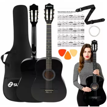 SUPRIMO CGS2 BK Guitarra clásica 4/4 negra para principiantes