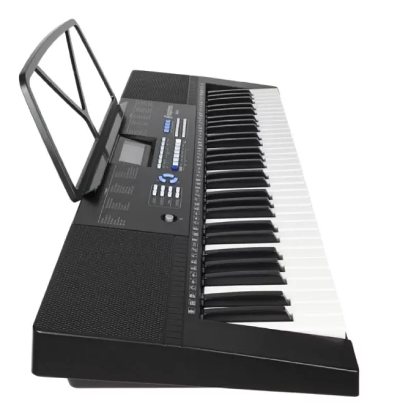 Teclado infantil SUPRIMO EK611 de 61 teclas con pantalla LCD, 200 timbres, 128 ritmos, micrófono y atril