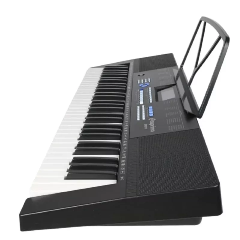Teclado infantil SUPRIMO EK611 de 61 teclas con pantalla LCD, 200 timbres, 128 ritmos, micrófono y atril