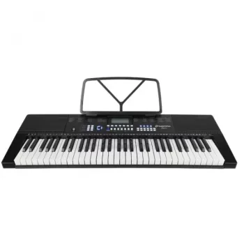 Teclado infantil SUPRIMO EK611 de 61 teclas con pantalla LCD, 200 timbres, 128 ritmos, micrófono y atril
