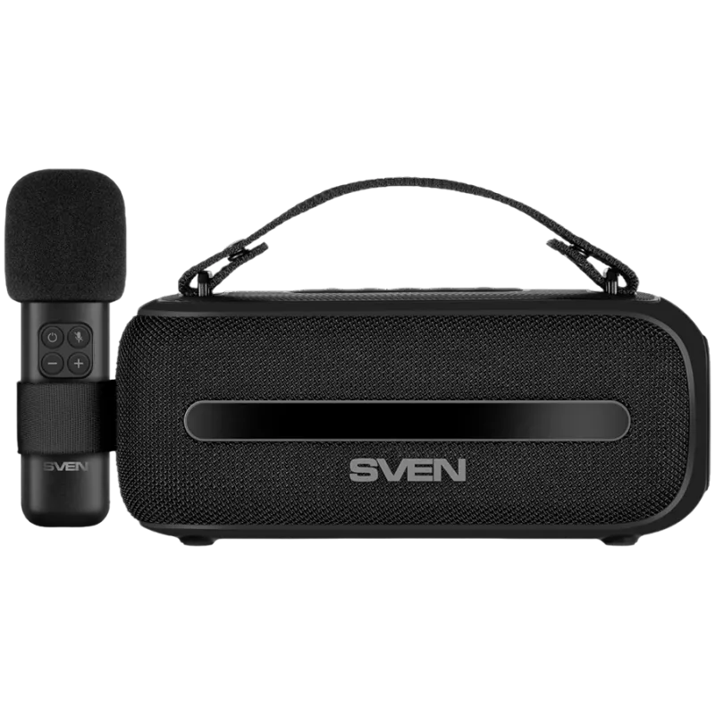 SVEN PS-255 altavoz, negro (12W, Bluetooth, FM, USB, micrófono de karaoke, 3600mAh)