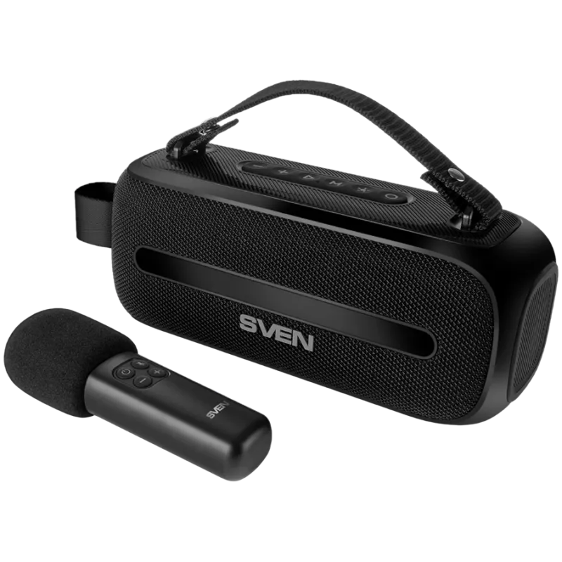 SVEN PS-255 altavoz, negro (12W, Bluetooth, FM, USB, micrófono de karaoke, 3600mAh)
