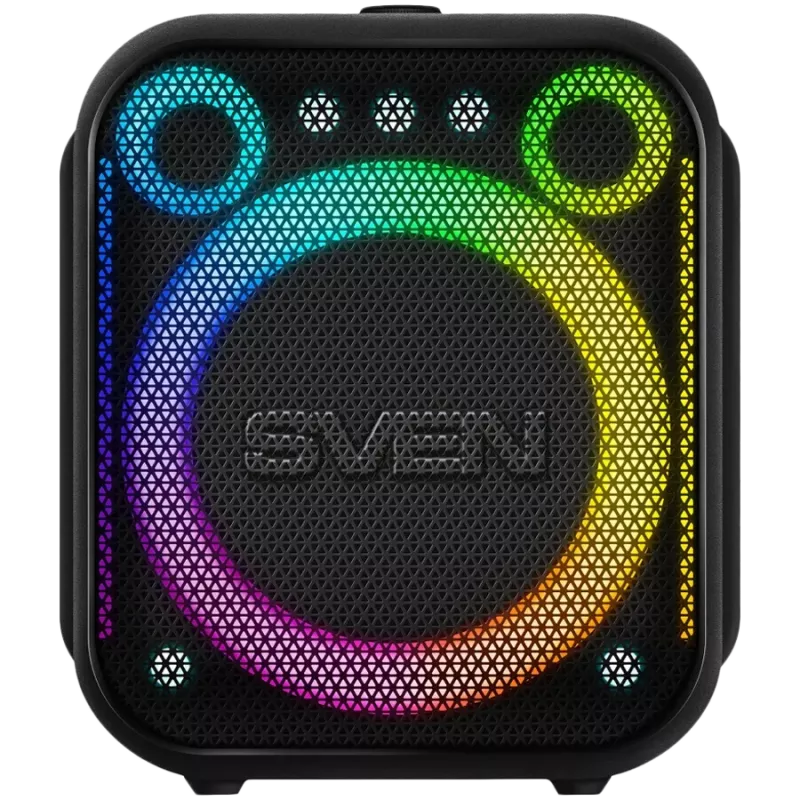 SVEN PS-880 altavoz Bluetooth portátil, 110W RMS, TWS, FM, USB, microSD, pantalla LED, batería de litio, negro