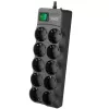SVEN SF-10E-16 regleta de protección contra sobretensiones, 10 tomas, 16A, 3,6kW, 1,8m, negro