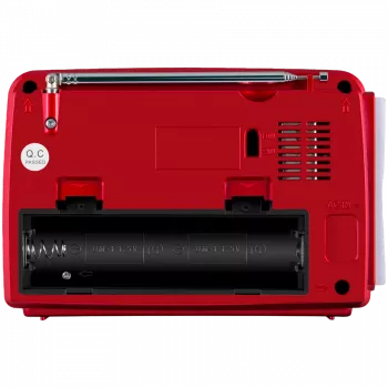 SVEN SRP-150 altavoz portátil, rojo (3W, Bluetooth, FM/AM/SW, USB, microSD, linterna, batería)