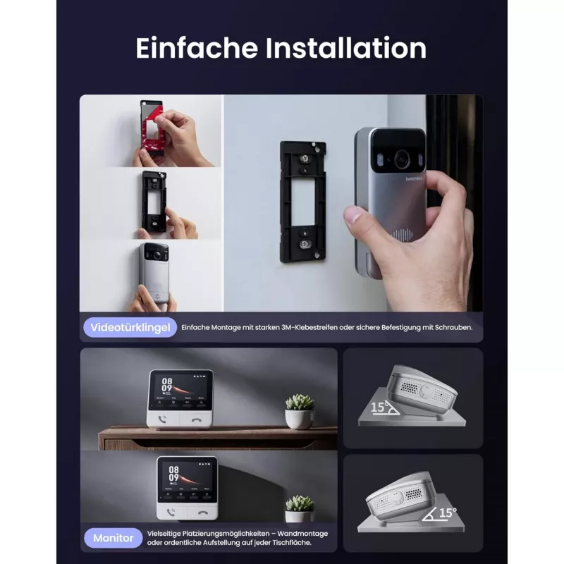 Switchbot SWB VDB-M-SW - Videoportero WiFi con pantalla en color de 4,3