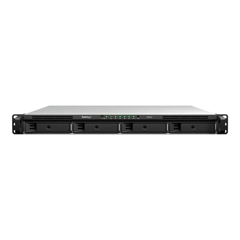 Synology RS826+ NAS 4 bahías rackmount 1U, AMD Ryzen V1500B, 4GB DDR4 ECC, 4x 1GbE, sin discos