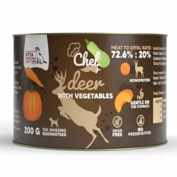 SYTA MICHA Chef ciervo con verduras alimento húmedo monoproteico para perros 200g