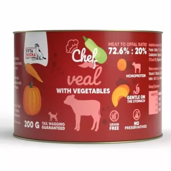 SYTA MICHA Chef Ternera con verduras Comida húmeda monoproteica para perros 200g