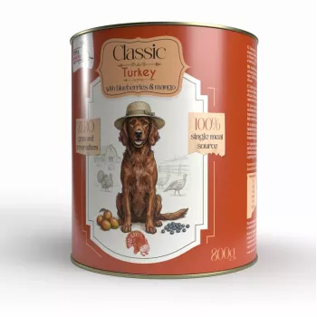 Syta Micha Classic Comida húmeda para perros con pavo, frutos rojos y mango - Lata de 800 g